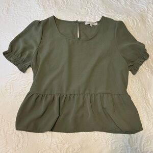 Olive & Oak Olive Peplum Blouse